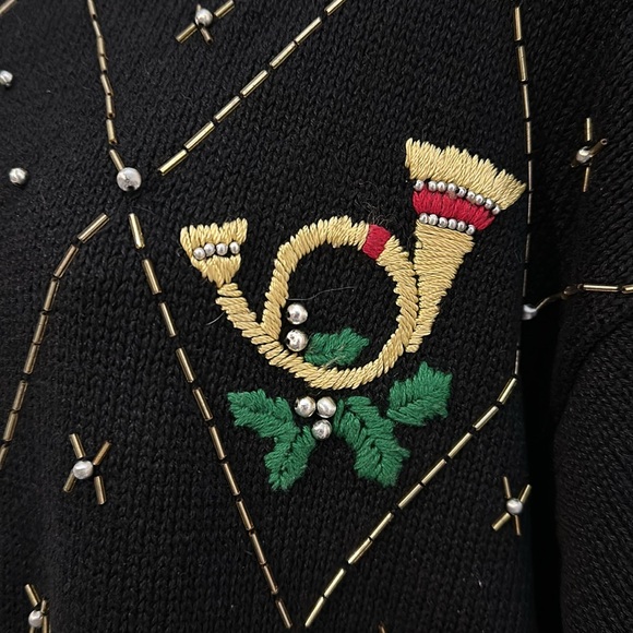 Vintage 1990s Ship 'n Shore "Ugly" Christmas Sweater Studded Decorations Large - Picture 6 of 16